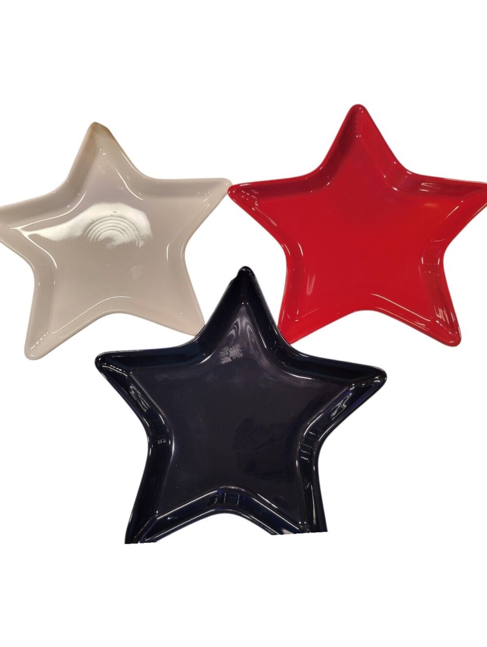 Fiesta Star Shaped Plates Set of 3 Scarlet White Cobalt NWT USA